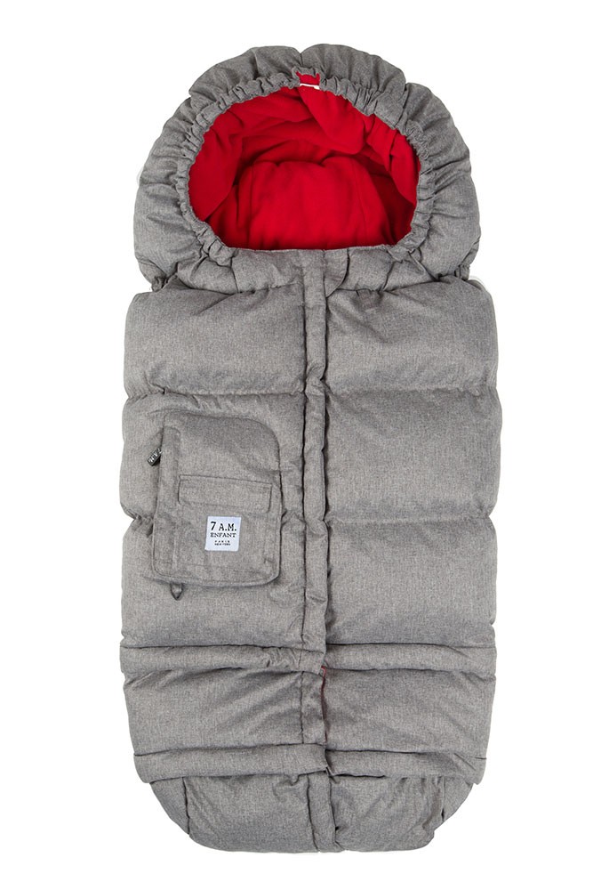 7 am Enfant Blanket 212e - Fleece Lined (Heather Grey/ Red Fleece)