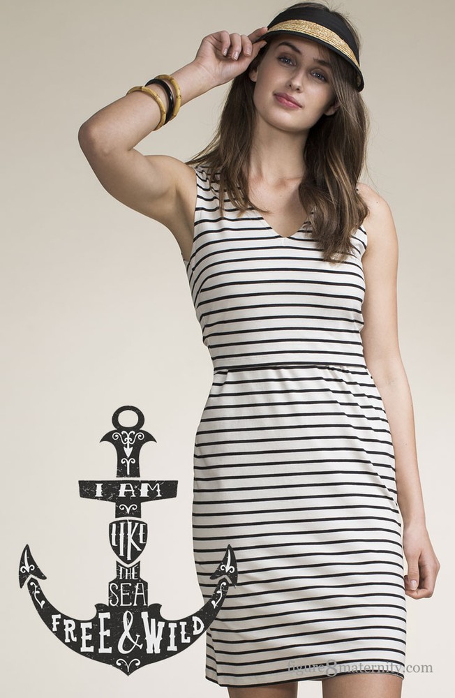 Boob Design Simone Organic Sleeveless Maternity & Nursing Dress (Black Sailor Stripe)