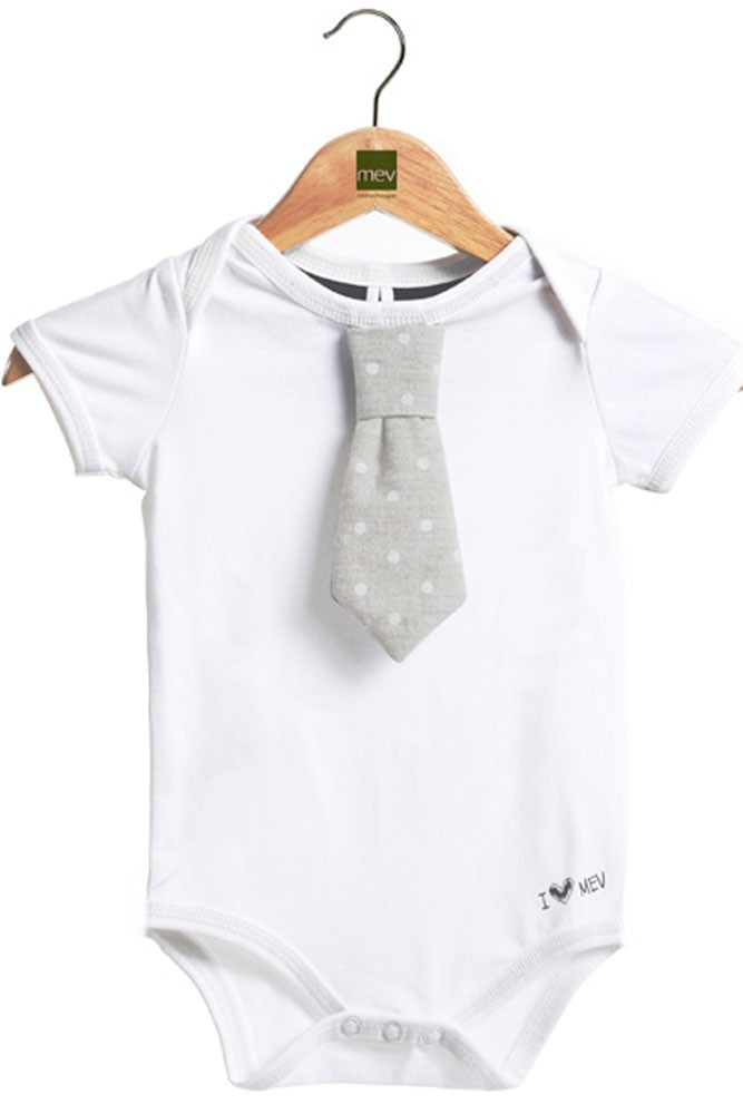 Work-Tie Baby Onesie (Dotted Grey)