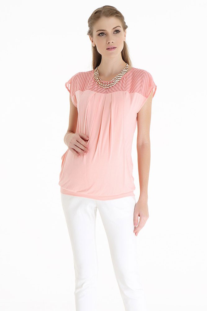 Claire Maternity & Nursing Top by Spring Maternity (Coral Pink)