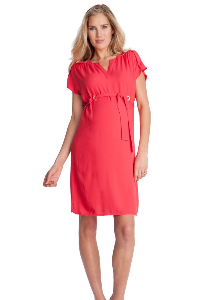 Seraphine Camden Maternity Dress (Coral Red)