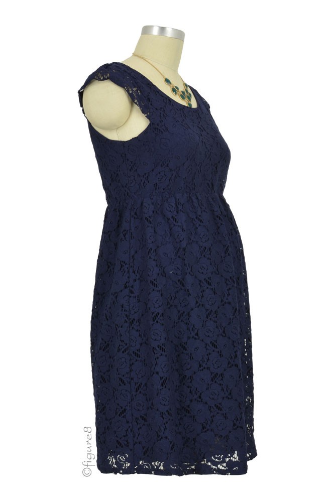 Seraphine Cotton Lace Navy Maternity Dress Sloane
