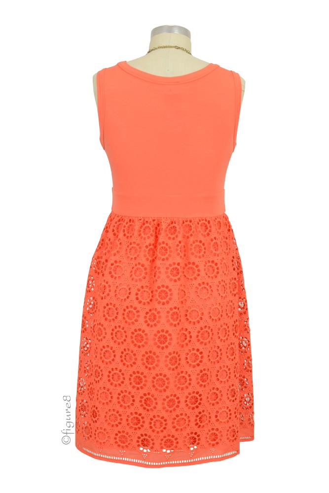 Olian Alexandra Eyelet Maternity Dress in Coral Eyelet Olian Alexandra Eyelet Maternity Dress in Coral Eyelet