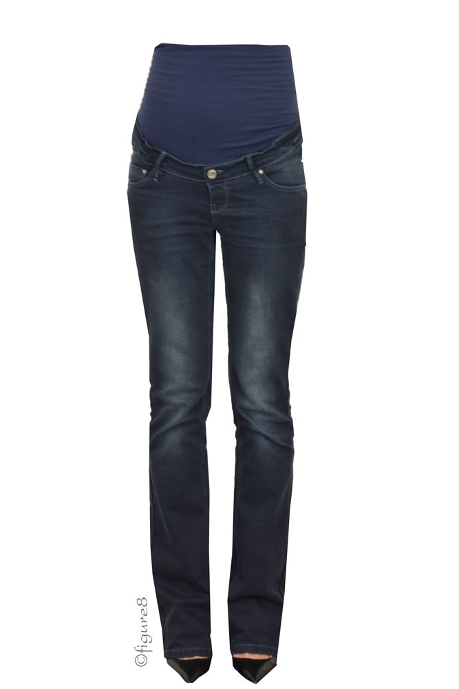 Jenny Over/Under the Belly Bootcut Maternity Jeans (Dark Stone Wash)