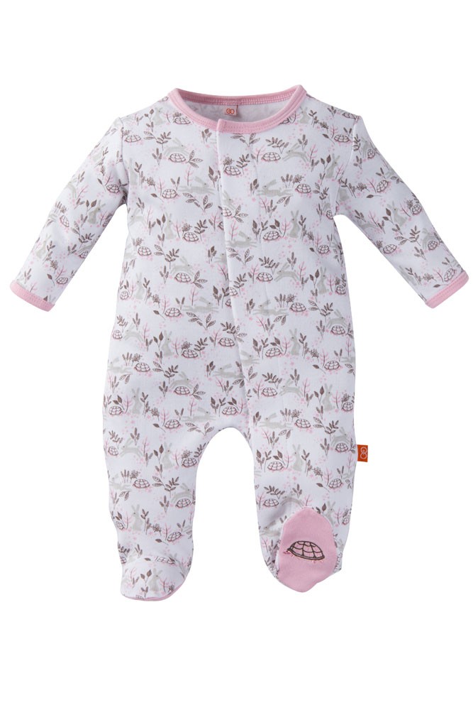 Magnificent Baby Girl's Footie - Tortoise & Hare (Pink)