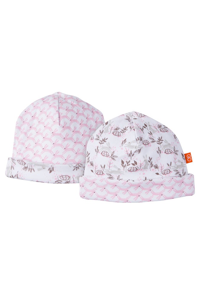 Magnificent Baby Magnetic Me™ Reversible Baby Girl Cap - Tortoise & Hare (Pink)