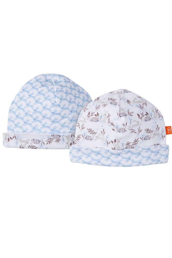 Magnificent Baby Magnetic Me™ Reversible Baby Boy Cap - Tortoise & Hare (Blue)