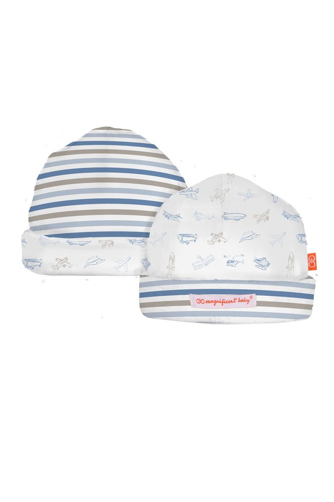 Magnificent Baby Magnetic Me™ Reversible Baby Boy Hat (Airplane)