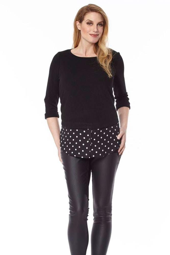 Carla Maternity Sweater Overshirt (Black Dots)