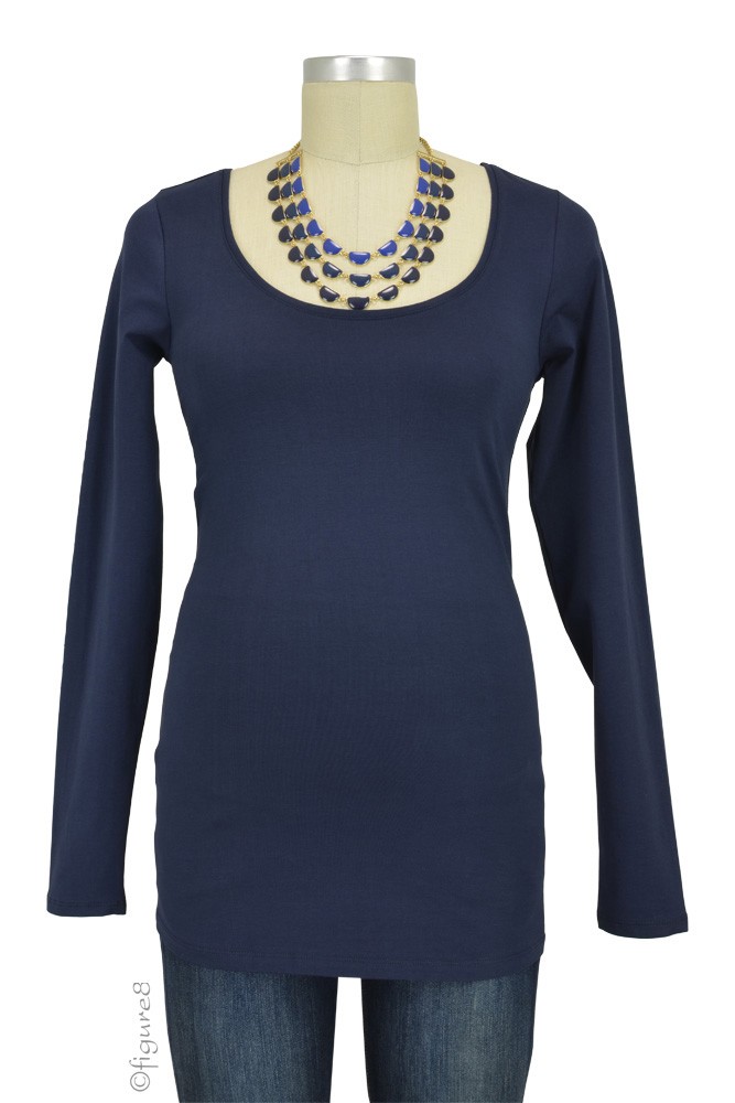 Must-Have Long Sleeve Maternity Tee (Navy)