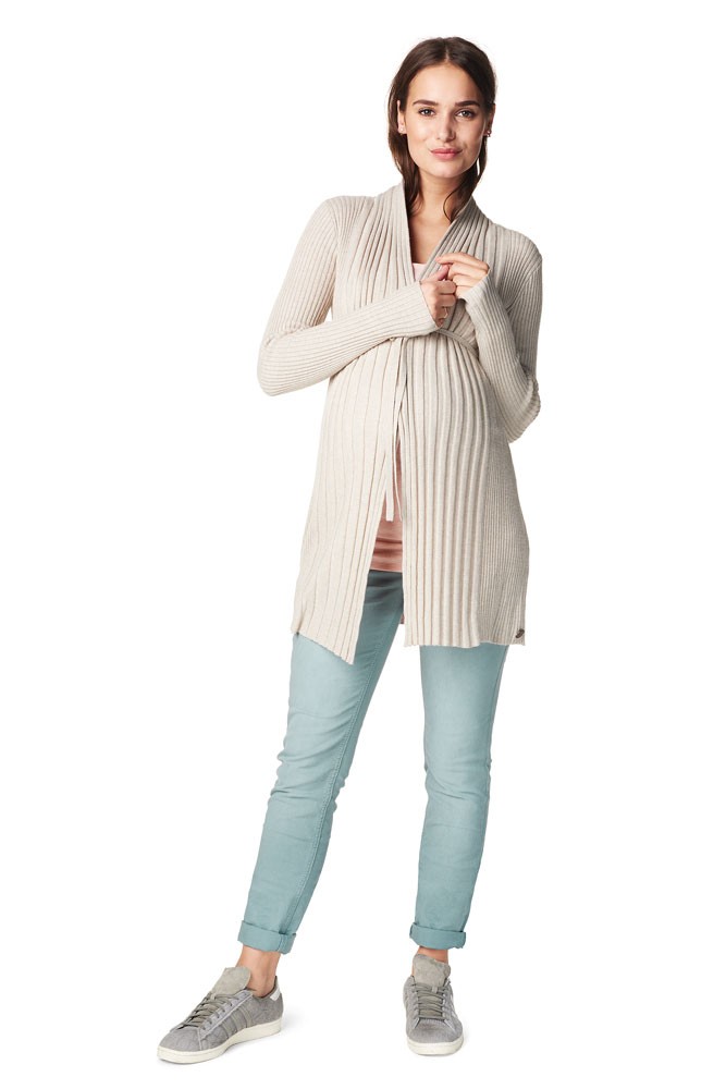 Annie Knitted Maternity Cardigan (Sand Melange)