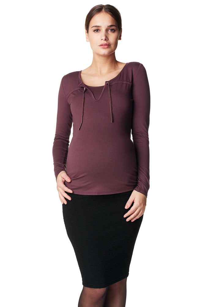 Ana Long Sleeve Maternity & Nursing Top (Aubergine)