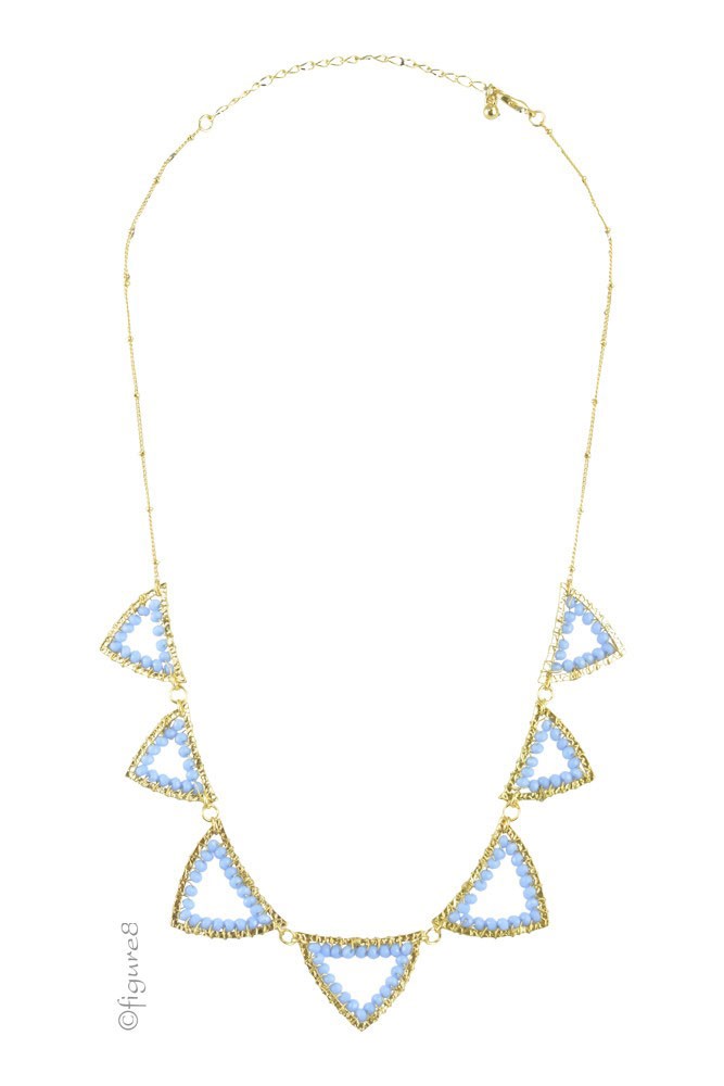 Pretty Triangle Necklace (Gold/Sky Blue)