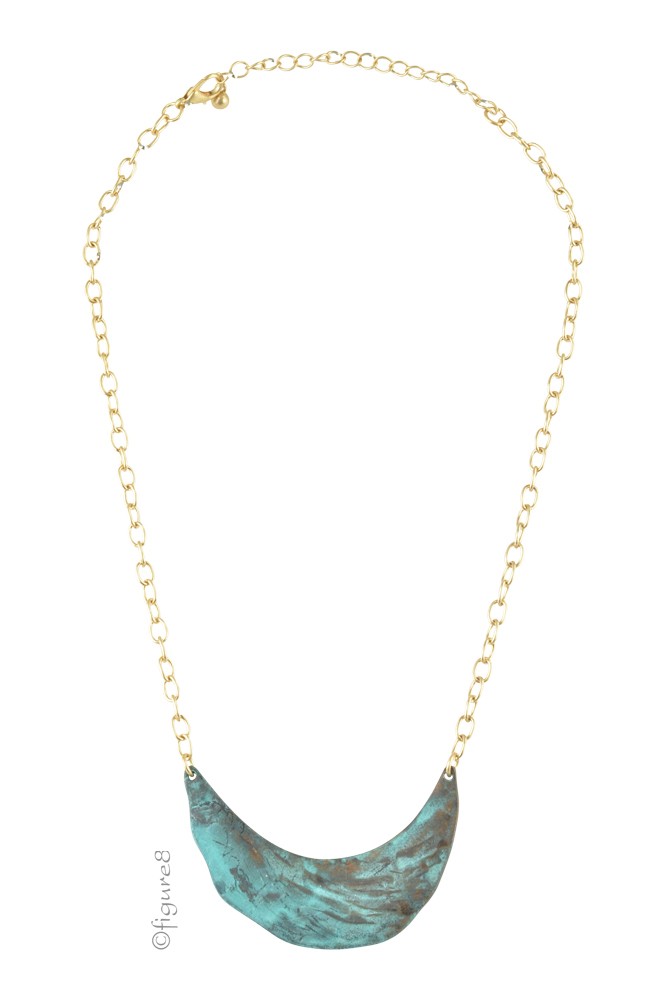 Crescent Shaped Necklace (Turquoise/Gold)