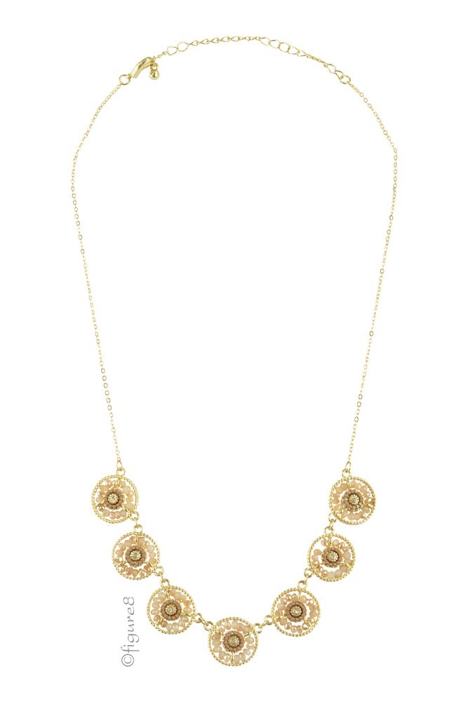 Aiden Wheel Necklace (Gold/Beige)