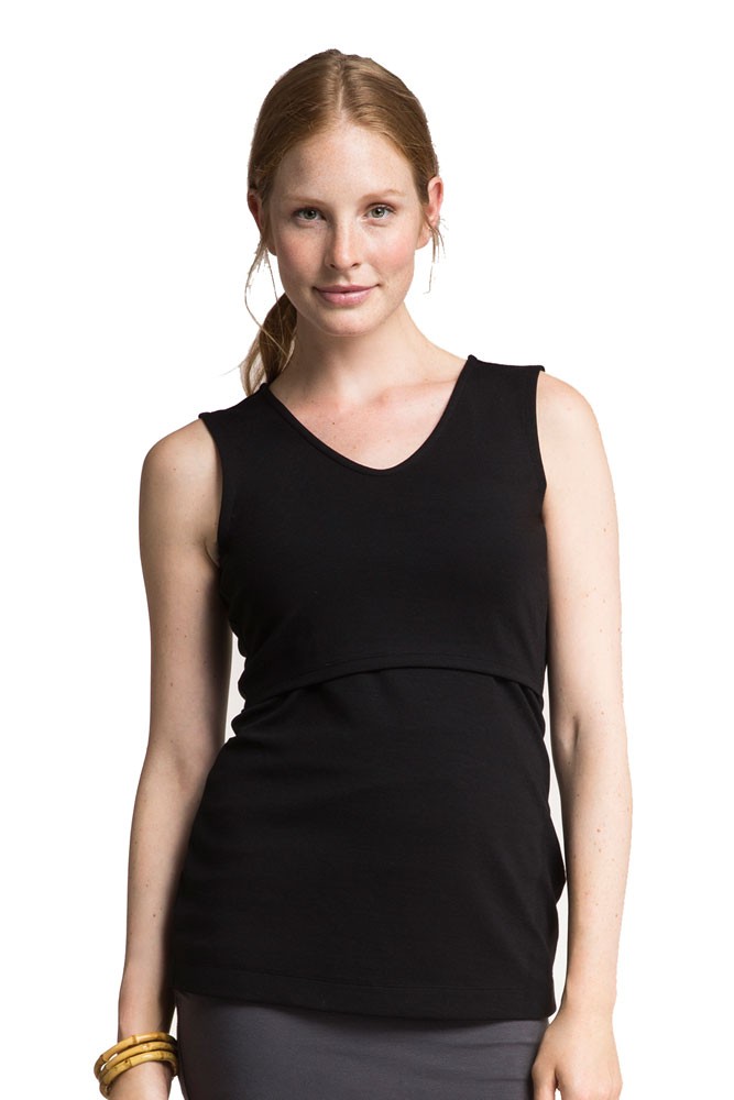 Boob Design Audrey Sleeveless Lightweight Ponte Maternity & Nursing Top (Black)