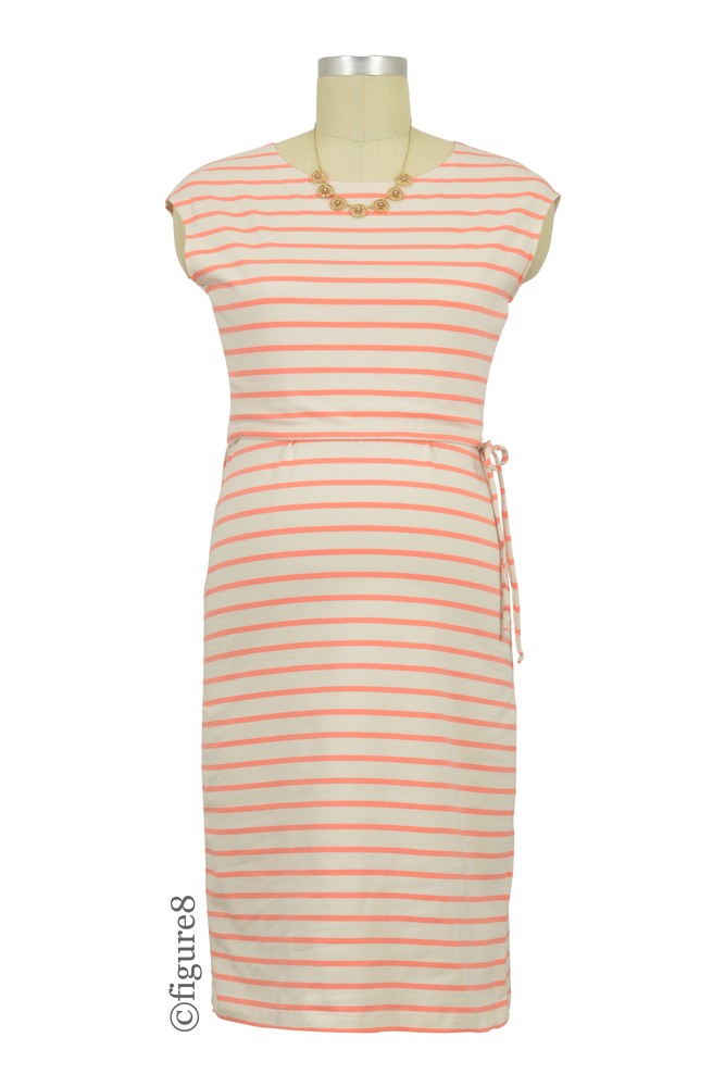 Boob Design Simone Organic Stripe Maternity & Nursing Dress (Stripe Off-White/Melon)