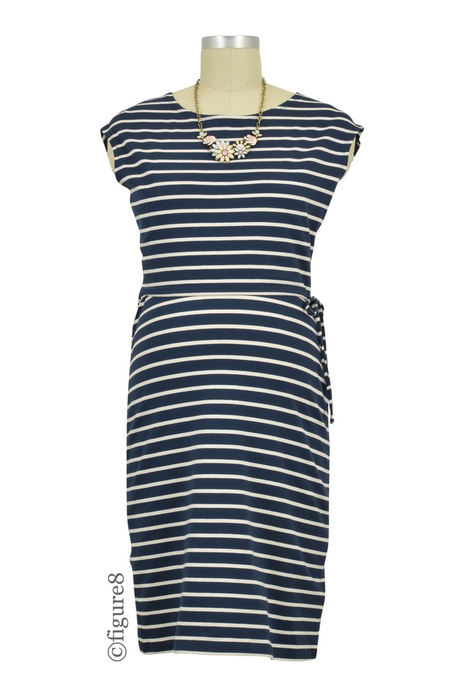 Boob Design Simone Organic Stripe Maternity & Nursing Dress (Stripe Midnight Blue/Off-White)