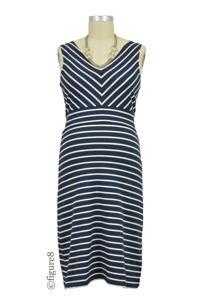 Boob Design Simone Organic Diagonal Stripe Maternity & Nursing Dress (Stripe Midnight Blue/Off-White)