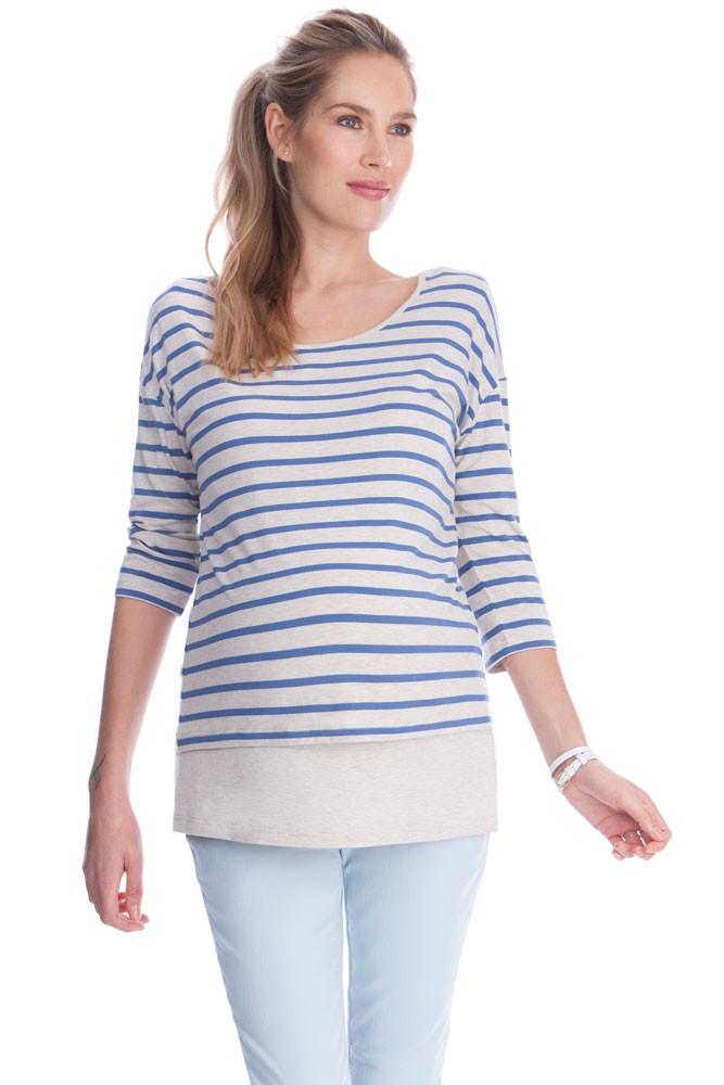 Seraphine Wanda Stripes Maternity & Nursing Top in Blue Stripes