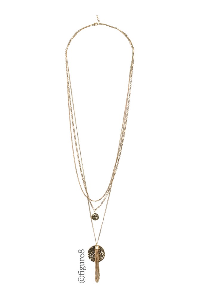 Layered Pendant Long Necklace (Gold)