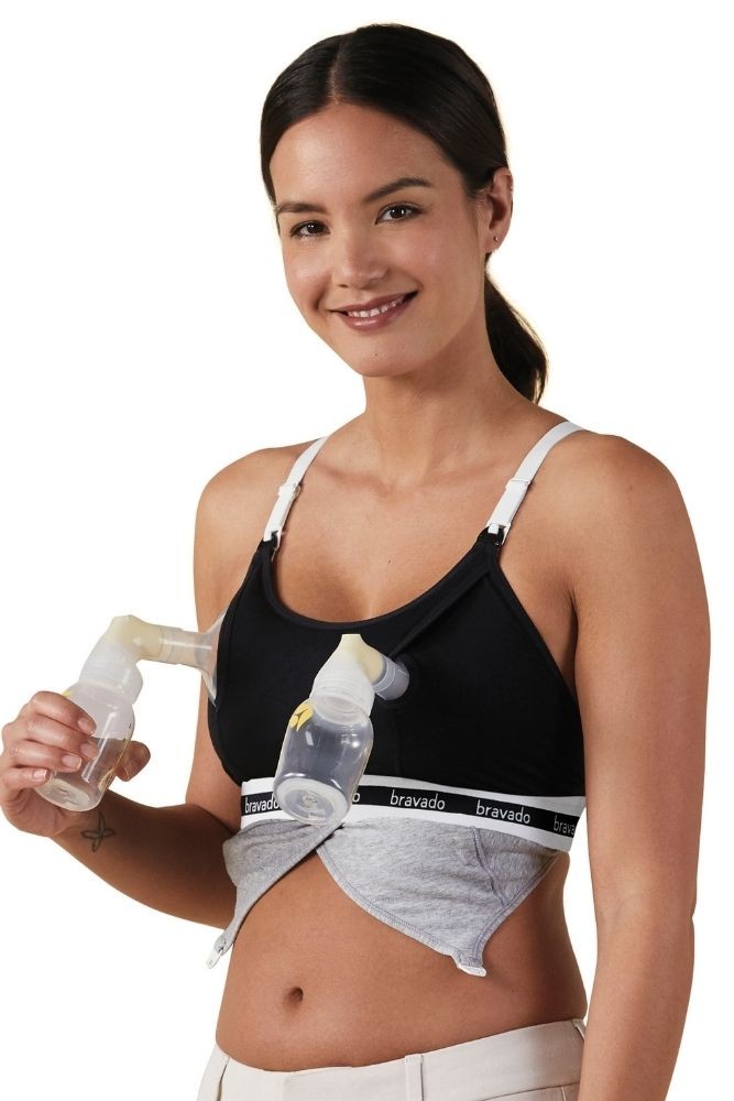 3pcs Non-Wired Nursing Bra With One-Hand Release Clasp And Pouch