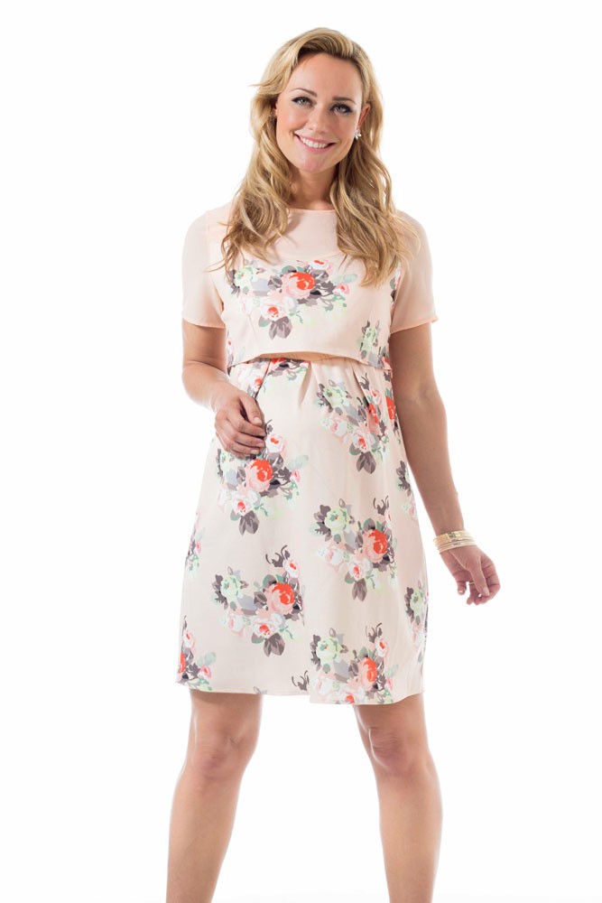 Celestine Maternity & Nursing Woven Dress (Peach Floral)