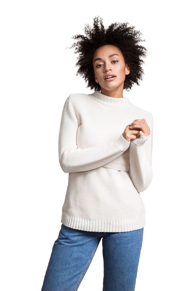 Boob Design Ellen Ribbed Organic Knitted Maternity & Nursing Sweater (Off-White)