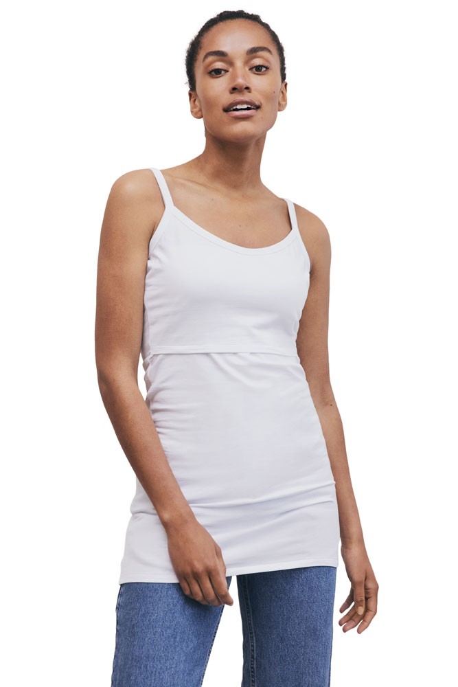 Boob Design Classic Strappy Organic Cotton Maternity & Nursing Singlet (White)