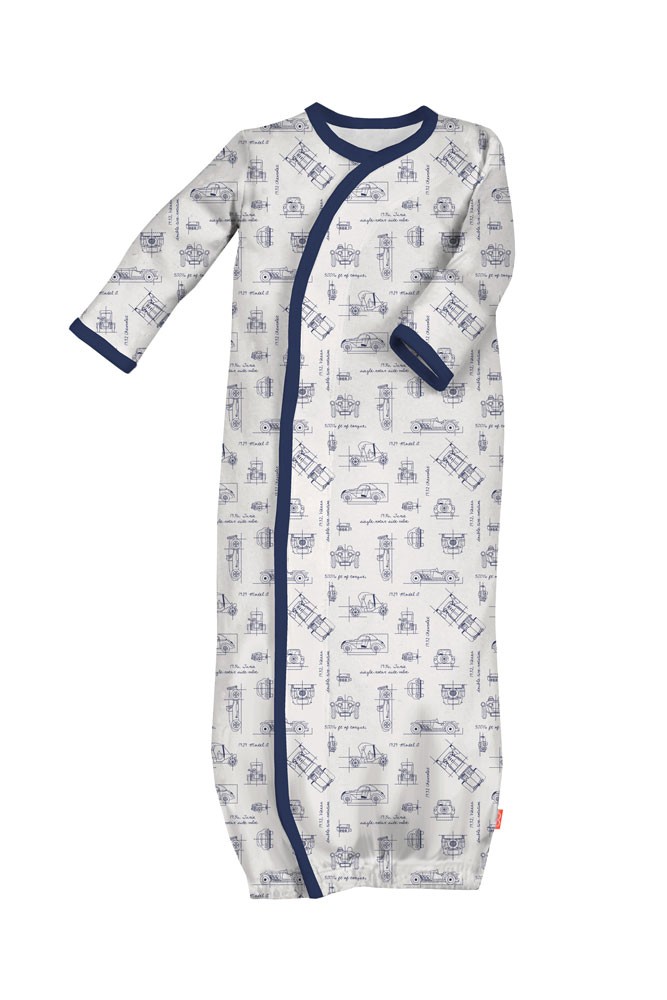 Magnificent Baby Magnetic Me™ Baby Boy Gown (Transportation Blue Print)