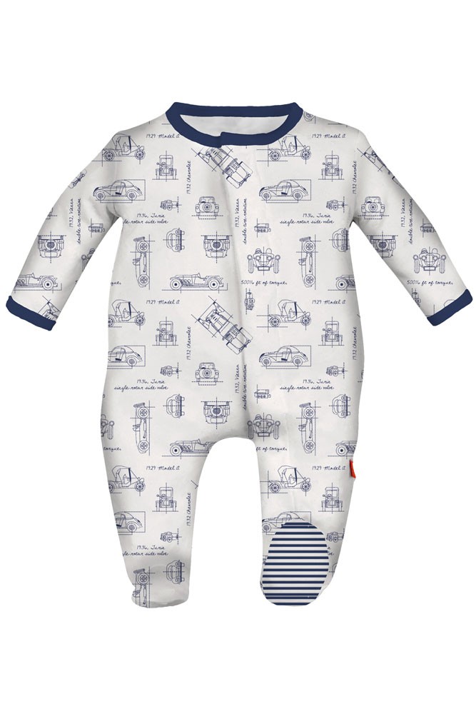 Magnificent Baby Magnetic Me™ Baby Boy Footie (Transportation Blue Print)