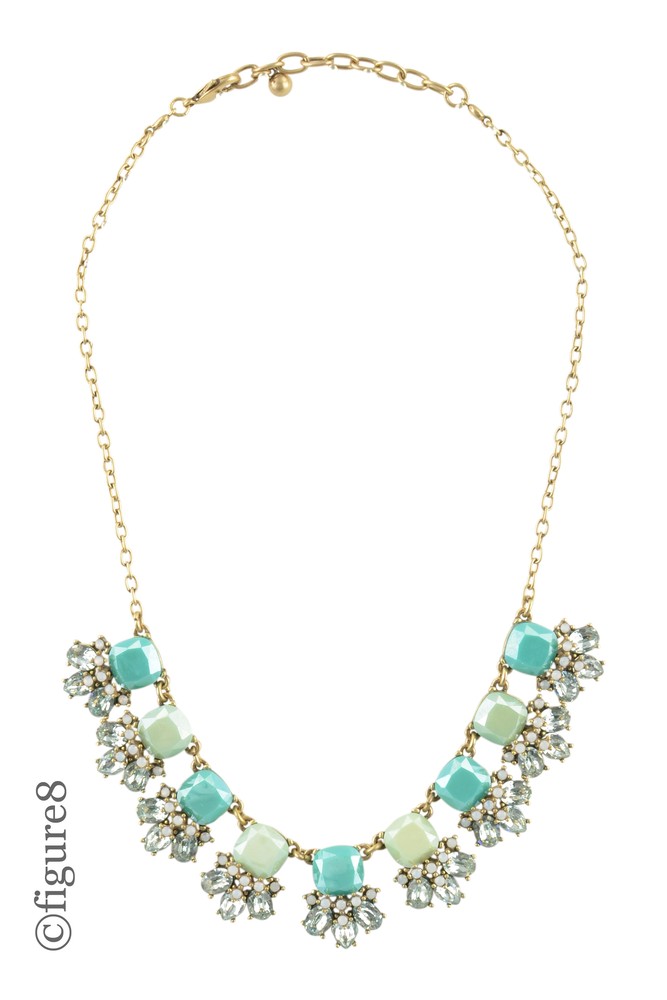 Beaded Necklace with Shiny Faux Diamonds (Shades of Green)