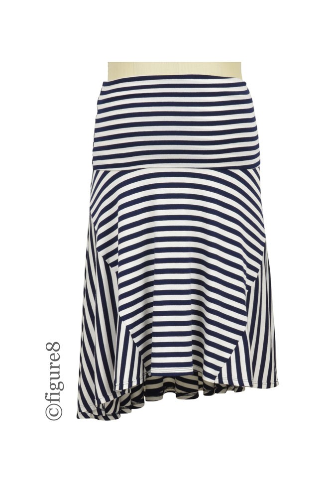Cotton Glam Striped Maternity Skirt (Navy & White Stripe)