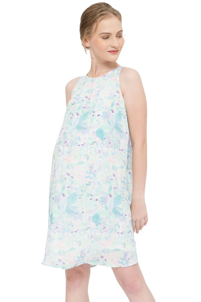 Clarabelle Woven Maternity & Nursing Dress (Water Print)