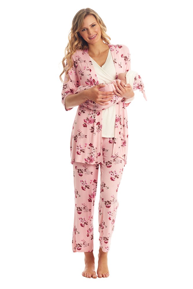 Analise 5-Piece Mom and Baby Maternity and Nursing PJ Set (Blossom)