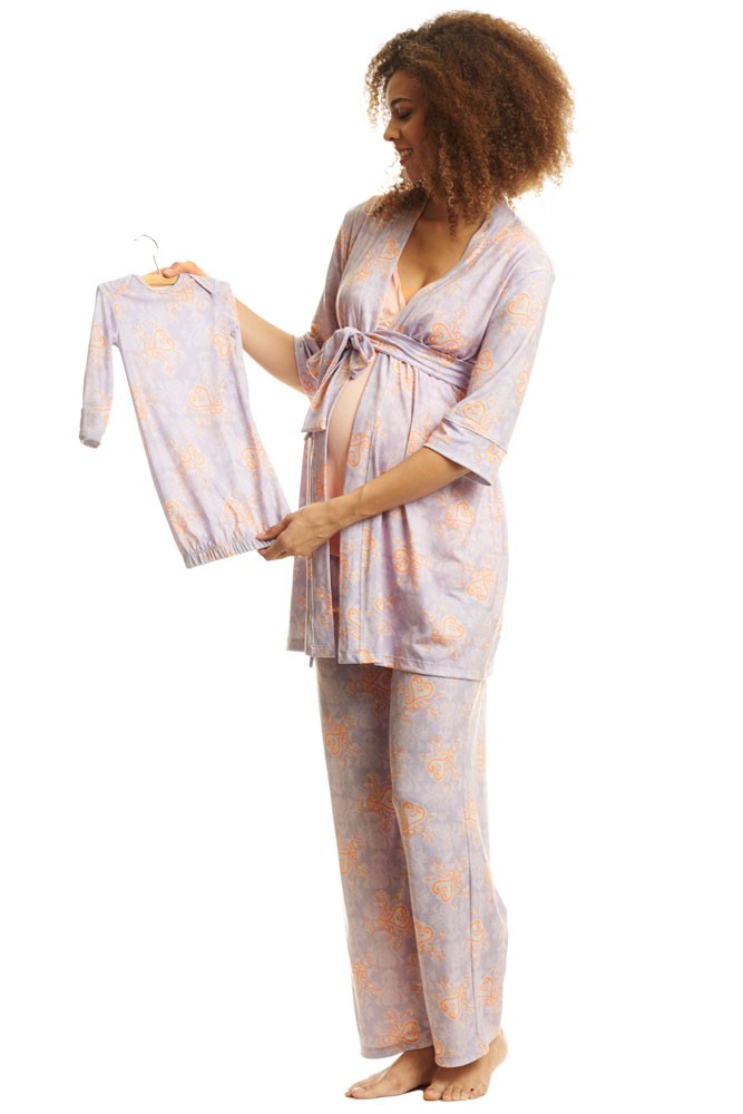 Analise 5-Piece Mom and Baby Maternity and Nursing PJ Set (Boho)