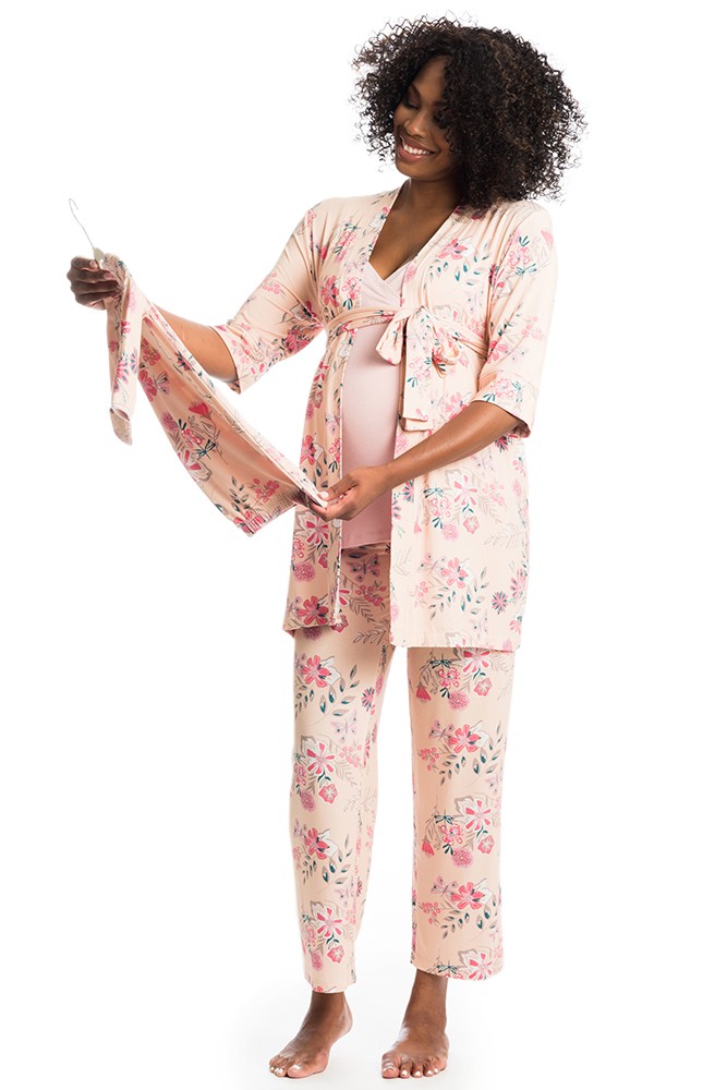 Analise 5-Piece Mom and Baby Maternity and Nursing PJ Set (Wild Flower)