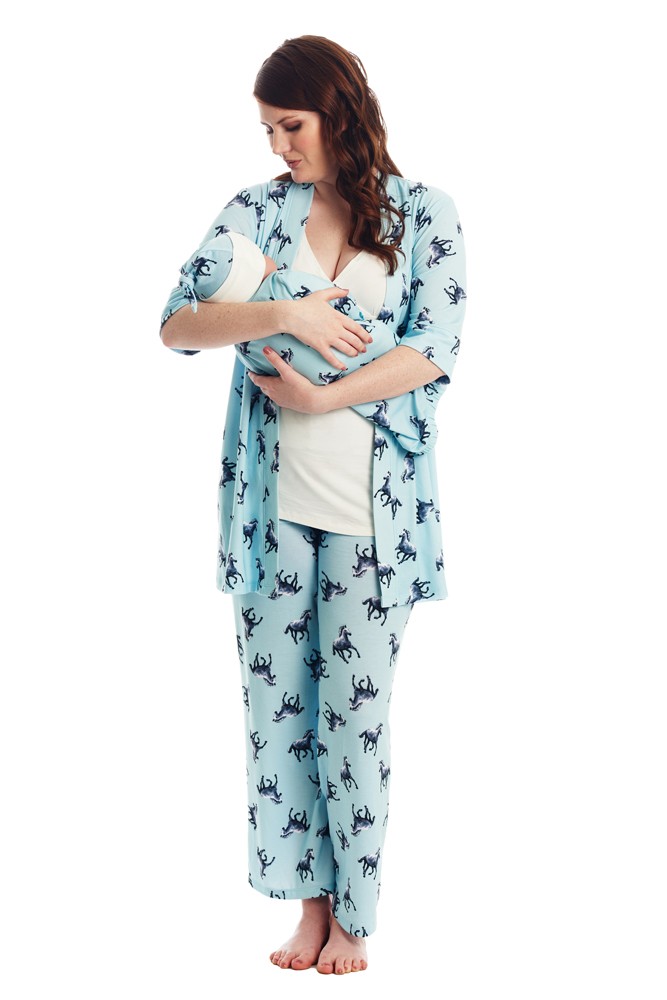 Analise 5-Piece Mom and Baby Maternity and Nursing PJ Set (Horse)