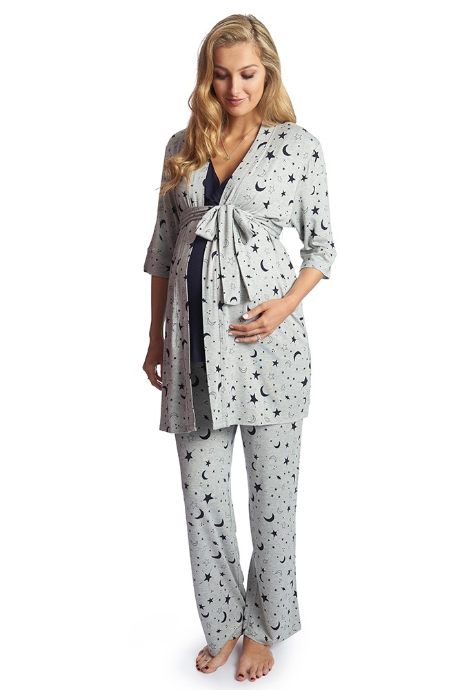 Everly Grey Womens 5 Piece Maternity and Nursing Pj Pant Set Pajama Set