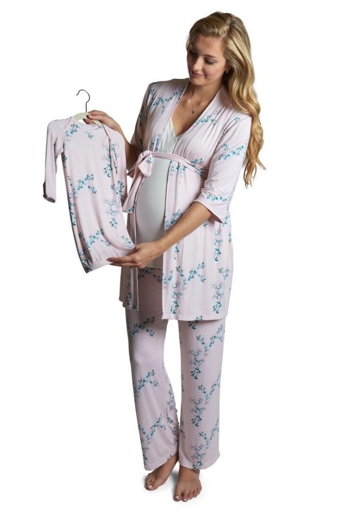 Analise 5-Piece Mom and Baby Maternity and Nursing PJ Set (Lily)