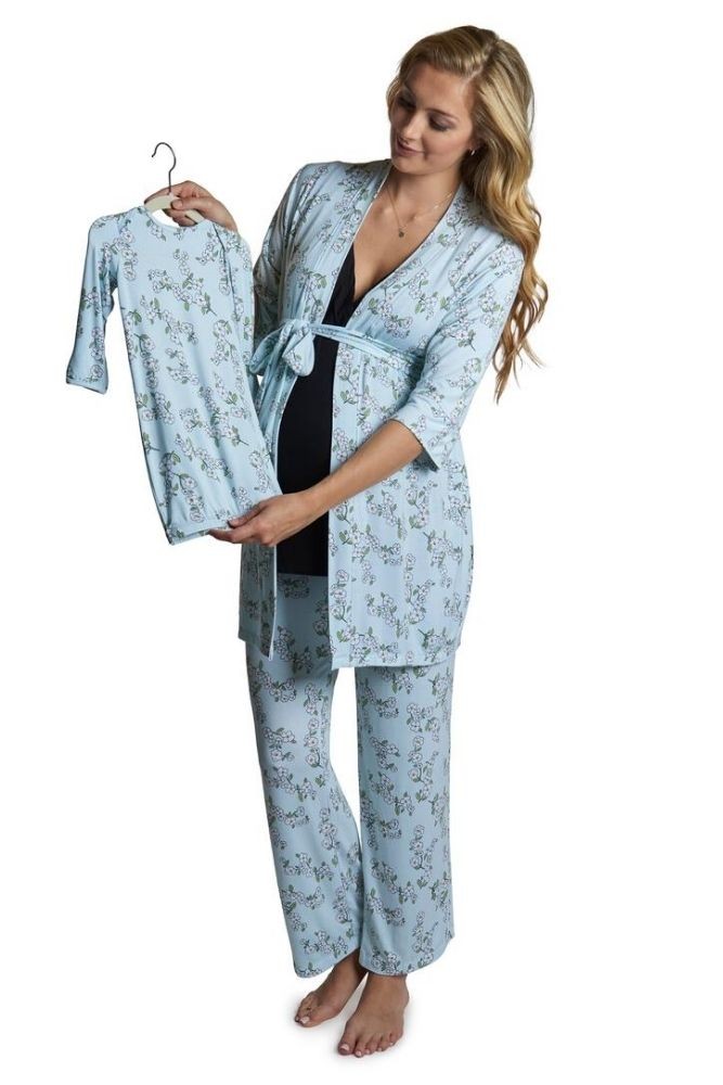 Analise 5-Piece Mom and Baby Maternity and Nursing PJ Set (Baby's Breath)