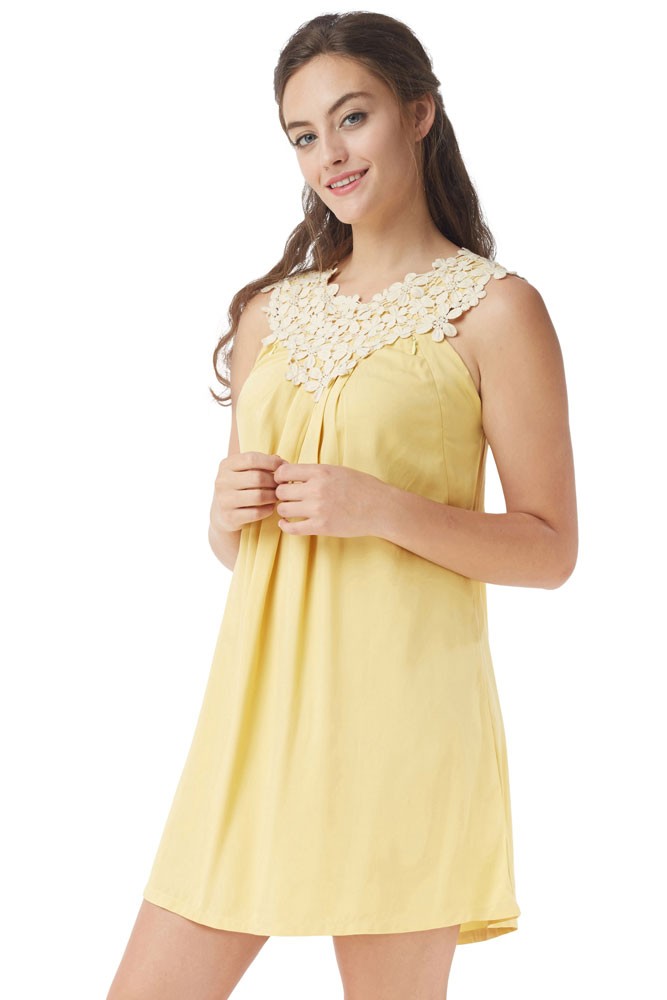 Bloom Lace Applique Maternity & Nursing Dress (Meadow Gold)