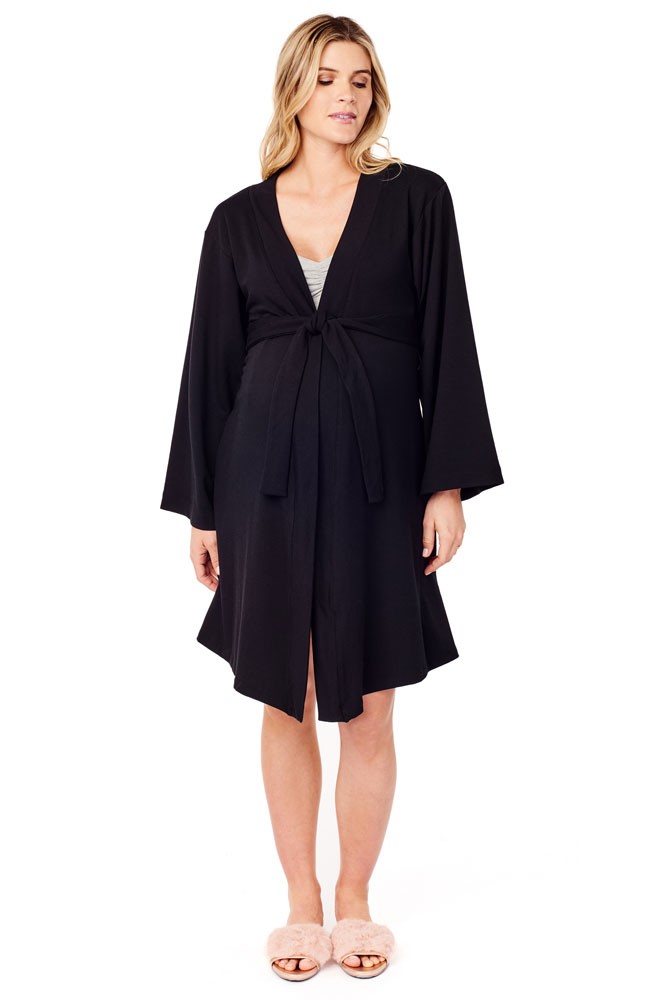 Ingirid & Isabel Kimono Lounge Robe (Jet Black)