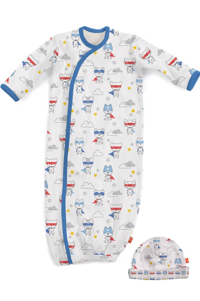 Magnificent Baby Magnetic Me™ My Little Super Hero Baby Gown & Hat Set (Superhero)