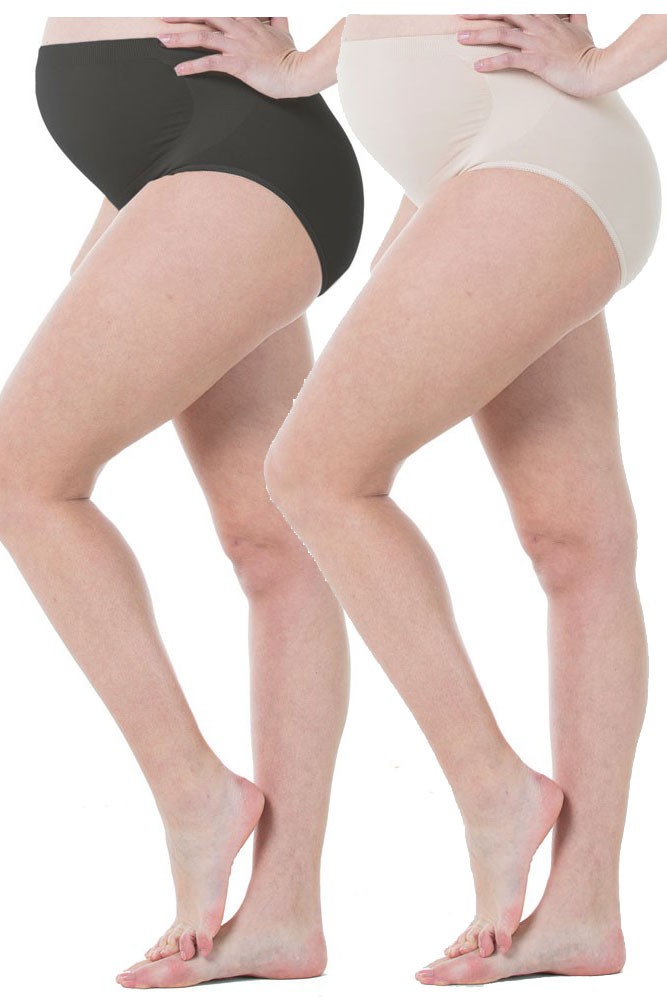 Mavis Seamless Belly Support Maternity Panty - 2 Pack (Black & Nude)