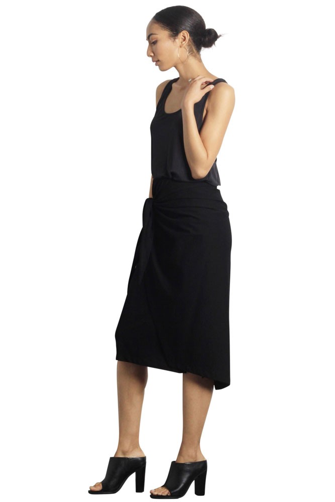 Jen Wrap Cotton Transitional Skirt (Black)