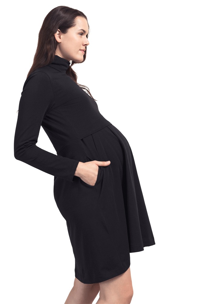 Boob Design Mimi Organic Turtleneck Nursing Dress in Black