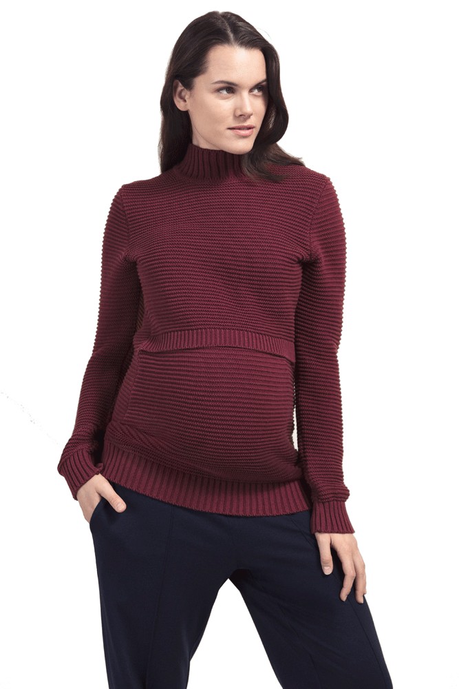 Boob Design Elisa Rib Knitted Organic Cotton Nursing Sweater (Oxblood Red)