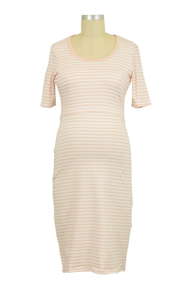 Boob Design Organic Cotton Nursing Night Dress (White/Soft Pink)