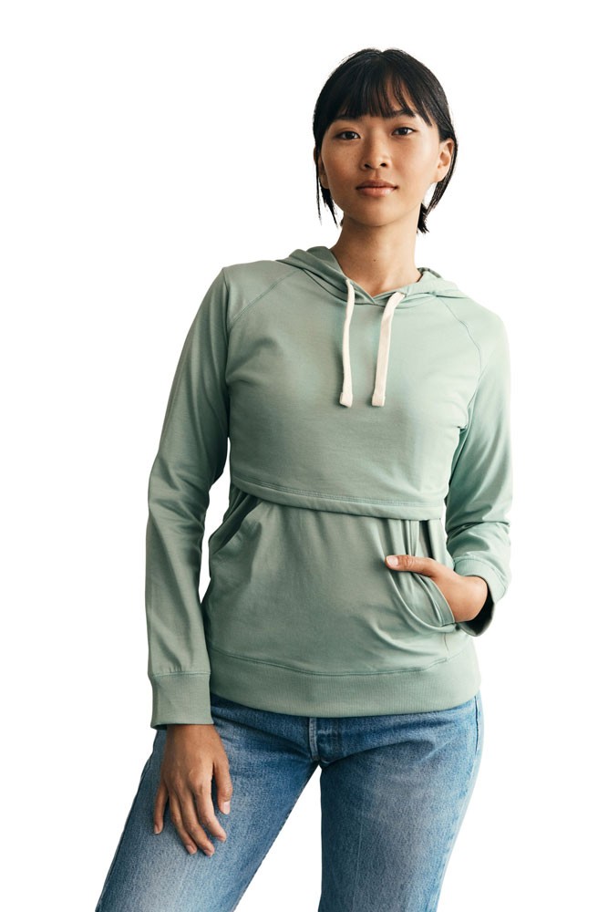 Boob Design B-Warmer Organic Knitted Nursing Hoodie with Kangaroo Pockets (Green Surf)